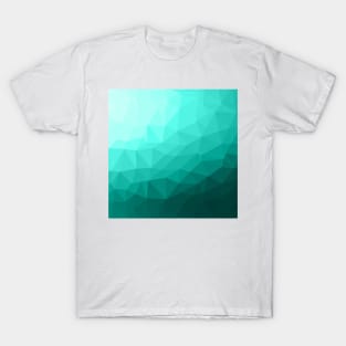 Aqua Turquoise Gradient Geometric Mesh Pattern T-Shirt